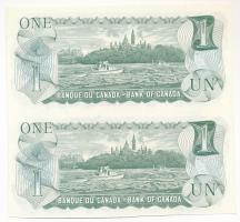 Kanada 1973. 1$ (2x) ívből kézzel kivágva, összefüggésben T:AU 
Canada 1973. 1 Dollar (2x) two piec...
