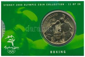 Ausztrália 2000. 5D Al-bronz Sydneyi Olimpia 2000 - Ökölvívás bliszterben T:BU  Australia 2000. 5 Dollars Al-Bronze Sydney 2000 Olympics - Boxing in coincard C:BU  Krause KM#432