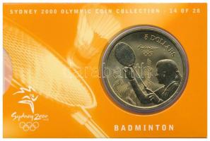 Ausztrália 2000. 5D Al-bronz Sydneyi Olimpia 2000 - Tollaslabda bliszterben T:BU  Australia 2000. 5 Dollars Al-Bronze Sydney 2000 Olympics - Badminton in coincard C:BU  Krause KM#421