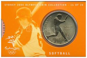 Ausztrália 2000. 5D Al-bronz Sydneyi Olimpia 2000 - Softball bliszterben T:BU  Australia 2000. 5 Dollars Al-Bronze Sydney 2000 Olympics - Softball in coincard C:BU  Krause KM#378