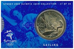 Ausztrália 2000. 5D Al-bronz Sydneyi Olimpia 2000 - Vitorlázás bliszterben T:BU  Australia 2000. 5 Dollars Al-Bronze Sydney 2000 Olympics - Sailing in coincard C:BU  Krause KM#358