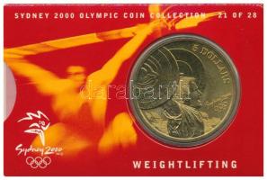 Ausztrália 2000. 5D Al-bronz Sydneyi Olimpia 2000 - Súlyemelés bliszterben T:BU  Australia 2000. 5 Dollars Al-Bronze Sydney 2000 Olympics - Weightlifting in coincard C:BU  Krause KM#361