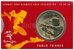 Ausztrália 2000. 5D Al-bronz "Sydneyi Olimpia 2000 - Asztalitenisz" bliszterben T:BU  Australia 2000. 5 Dollars Al-Bronze "Sydney 2000 Olympics - Table Tennis" in coincard C:BU  Krause KM#419