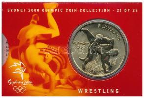 Ausztrália 2000. 5D Al-bronz "Sydneyi Olimpia 2000 - Bírkózás" bliszterben T:BU  Australia 2000. 5 Dollars Al-Bronze "Sydney 2000 Olympics - Wrestling" in coincard C:BU  Krause KM#376