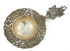 Alpakka filtertartó, hajós díszítéssel, h: 14,5 cm