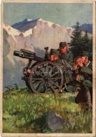 Minenwerfer im Gebirge. Die Deutsche Wehrmacht. Erste Folge: Das Heer Karte 7. / Második világháborús német katonai művészlap / WWII German military art (Rb)