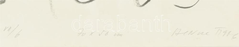 Hencze Tamás (1938-2018): Négy különböző. Ofszet, papír, jelzett, számozott: VII/, törésnyomokkal, 7...