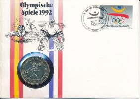 Andorra 1987. 2D Cu-Ni "XXIV. Nyári Olimpia Barcelona és XVI. Téli Olimpia Albertville 1992" forgalomba nem került emlékkiadás felbélyegzett borítékban, alkalmi bélyegzéssel T:UNC Andorra 1987. 2 Diners Cu-Ni "24th Summer Olympics Barcelona and 16th Winter Olympics Albertville 1992" non-circulating commemorative coin in envelope with stamp and cancellation C:UNC  Krause KM#46.1