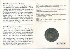 Andorra 1987. 2D Cu-Ni "XXIV. Nyári Olimpia Barcelona és XVI. Téli Olimpia Albertville 1992&quo...