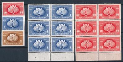 1949 UPU vágott sor + 60f és 1Ft C típusú ívszéli 6-os tömb bélyegfüzetből (~25.800) (1Ft és 60f tömb 1-1 bélyegén kis betapadás / small gum disturbance)