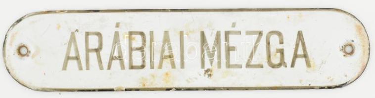 Arábiai mézga feliratos zománctábla, h: 16 cm