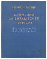 Heinrich Jacoby: Eine Sammlung orientalische Teppice. Berlin, 1923, Scaranaeus-Verlag. Német nyelven. Rendkívül gazdag fekete-fehér képanyaggal, benne 47 egészoldalas képtáblával illusztrált. Kiadói aranyozott egészvászon-kötés, kissé kopott, foltos borítóval, a gerincen kis sérüléssel.