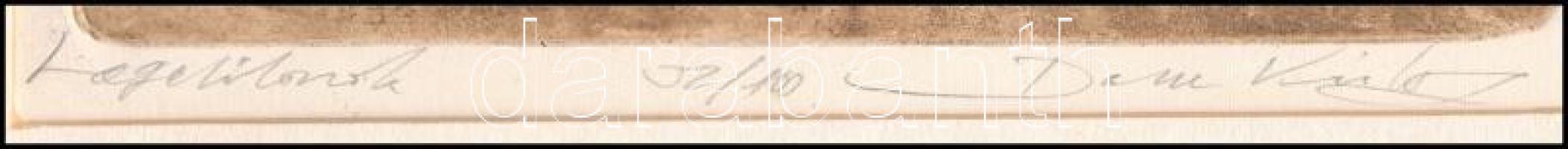 Olvashatatlan jelzéssel: Legelésző lovak. Rézkarc, papír. Számozott: 32/100. Paszpartuban. 9×17,5 cm