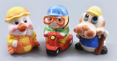 3 darab mesefigurás persely, kopással, m 13 cm