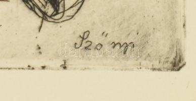 Szőnyi István (1894-1960): Fiú portré (Szőnyi Péter?). Rézkarc, papír, jelzett a karcon, hátoldalán ...