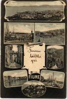 1911 Fiume, Rijeka; Arco Romano, via del molo, Palazzo Adria e Governo Marittimo, Stretto di Fiumara, Canalede la Fiumara, schloss Tersatto, via del Lido / posrt, street, castle, palace, canal. Stengel & Co. 35015 / 1905. Art Nouveau (fl)