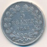 Franciaország 1845W 5Fr Ag "Lajos Fülöp" T:VF,F ph. France 1845W 5 Francs Ag "Louise ...