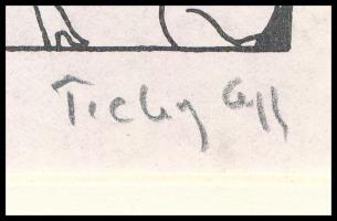 Tichy Gyula (1879-1920): Képmás, nyomat, paszpartuban, utólagos jelzéssel, 13×9 cm