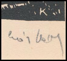 Kós Károly (1883-1977): Torony. Linómetszet, papír, paszpartuban, jelzett a metszeten, utólagos jelz...