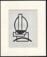 Kassák Lajos (1887-1967): Formák. Szitanyomat, papír, utólagos jelzéssel, paszpartuban, 18×12,5 cm