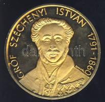 1996. "Széchenyi István - 150 éves a balatoni gőzhajózás" aranyozott ffém piefort (vastag) emlékérem T:PP