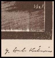 Gáborjáni Szabó Kálmán (1897-1955): Templom, fametszet, papír, jelzett a metszeten, paszpartuban, 15...