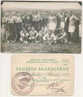 Budagyöngye Sport Club Pénzügyőr foci csapata, labdarúgók + Tagsági igazolvány / Hungarian football team, sport. photo + Membership card