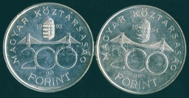 1993-94. 200Ft Ag "MNB" + "Deák" T:BU,2