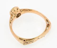 Arany (Au) 14K gyűrű briliáns csiszolású gyémánttal, 0,43 ct, jelzett, méret: 54, bruttó: 2,15 g