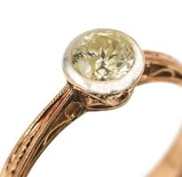 Arany (Au) 14K gyűrű briliáns csiszolású gyémánttal, 0,43 ct, jelzett, méret: 54, bruttó: 2,15 g