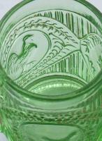 3 darab antik préselt üvegpohár, kakas-, gyermek- és focistamintákkal díszítve, hibátlan, m: 7,5 cm