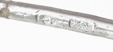 Arany (Au) 14K fülbevalópár, gyémántokkal, briliáns csiszolás, jelzett, összesen: 1,075 ct, bruttó: ...