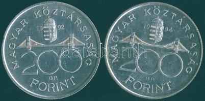 1992-94. 200Ft Ag "MNB" + "Deák" T:BU,2
