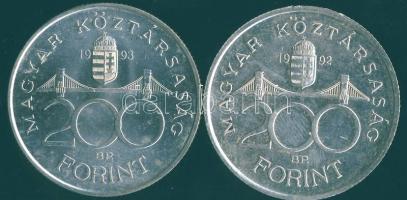 1992-93. 200Ft Ag "MNB" (2x) T:BU,2