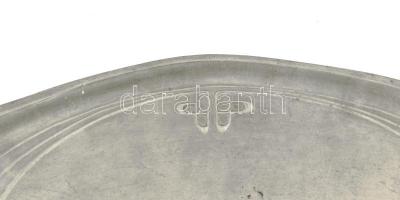 Szecessziós ón kínálótálca. Jelzett, kopással, 43,5x21,5