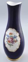 Hollóházi kobaltkék színezésű váza. Jelzett, hibátlan, m: 31,5 cm