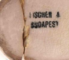 Fischer Ignác duplafalú váza pár. Jelzett, 19. sz. vége, ragasztott, sérült, m: 16,5 cm