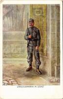 Landsturmmann im Dienst / WWI Austro-Hungarian K.u.K. military art postcard, support fund. Offizielle Karte des Kriegshilfsbüros Invaliden-Hilfsaktion Nr. 21-2. artist signed (EK)