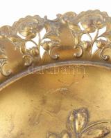 Szecessziós alpakka talpas kínáló, talpán kis deformálódással, d: 24,5 cm, m: 11,5 cm