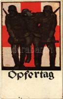 Opfertag 1917 Bayer. Landeskomitee vom Roten Kreuz. Kunstanstalt O. Consée / Első világháborús német katonai vöröskeresztes lap / WWI German military Red Cross propaganda s: Richard Klein