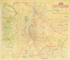 1943 Budapest térképe, 1 : 25.000, a hajtások mentén szakadásokkal, 91,5x75,5 cm + Budapest és a szomszédos helységek utcajegyzéke. A térkép melléklete. Bp., 1943. M. Kir. Honvéd Térképészeti Intézet, 72 p. Kiadói tűzött papírkötés, hiányzó borítóval, egyébként jó állapotban.