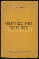 Stein Frigyes: A keleti szőnyeg története. Bp.,(1926),Perzsa Szőnyeg Rt.,(Jókai-ny.),14+2 p.+4 (képtáblák) t. Az utolsó lapon további egy képpel. Benne kézzel írt jegyzetlapokkal, 8 sztl. lev. Kiadói papírkötés, szakadt borítóval.