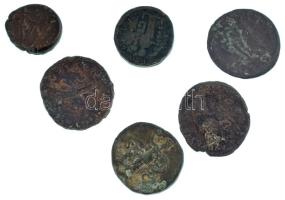 Római Birodalom 6db-os bronz érmetétel, közte Hadrianus T:VF-VG Roman Empire 6pcs bronze coin lot, within Hadrian C:VF-VG