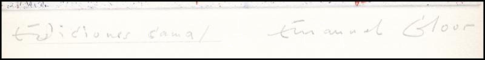 Emanuel Gloor (1937-): Piros-kék kompozíció (olvashatatlan címmel). Színes rézkarc, papír, jelzett, ...