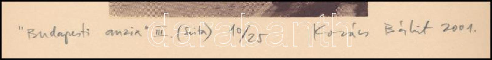 Kovács Bálint (1969-): Budapesti anzix III. Szitanyomat, papír, jelzett, számozott: 10/25, 15x10 cm