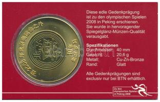 Kína 2008. "XXIX. Nyári Olimpia, Peking - Úszás" kétoldalas Cu-Zn-bronz emlékérem eredeti,...