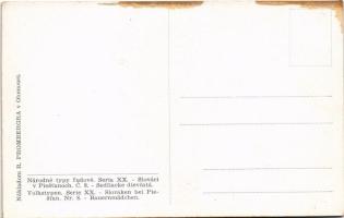 Národné typy ludové. Serie XX. Slováci c Piestanoch. C. 8. - Sedliacke dievcatá. Nakladem R. Promber...