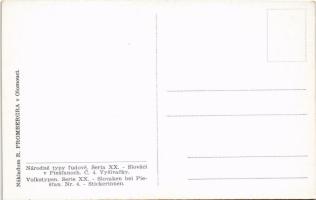 Národné typy ludové. Serie XX. Slováci c Piestanoch. C. 4. - Vysívacky. Nakladem R. Prombergra / Pös...