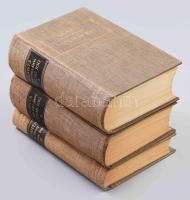 Szladits Károly - Ujlaki Miklós - Villányi László: Kötelmi jog I-III. köt. Magyar magánjog mai érvényében. Összeáll., és jegyzetekkel ellátta: Dr. - - , Dr. - - ,és Dr - - . Törvények, rendeletek, joggyakorlat III. rész. Magyar Törvények Grill-féle kiadás. Bp., 1942-1944., Grill Károly, XXIII+1+743 p.; XVI+717 p.; XI+1+414 p. II. kiadás. Kiadói aranyozott egészvászon-kötés, kissé kopott borítókkal, az I. kötet gerince javított.