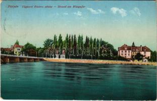 1915 Pöstyén, Piestany; Vágparti Riviéra sétány. Lampl Gyula kiadása / Váh riverside promenade